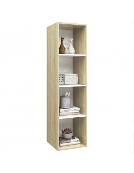 Mobile TV Parete Rovere Sonoma Bianco 37x37x142,5cm Multistrato