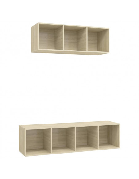 Set Porta TV 2 pz Rovere Sonoma in Truciolato
