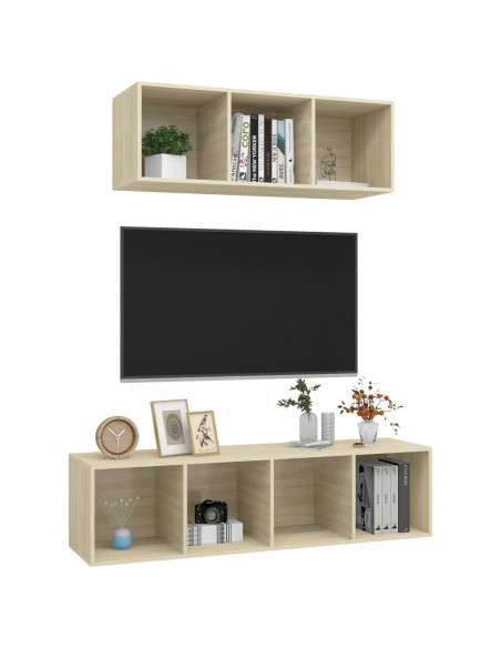 Set Porta TV 2 pz Rovere Sonoma in Truciolato