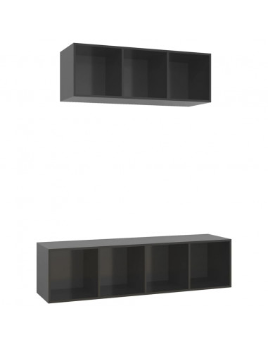 Set Mobile TV 2 pz Grigio Lucido in Truciolato