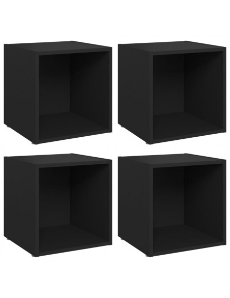 Mobili Porta TV 4 pz Neri 37x35x37 cm in Legno Multistrato