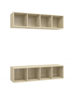 Mobile TV a Parete 2 pz Rovere Sonoma in Truciolato 2