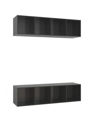 Mobili TV a Parete 2 pz Grigio Lucido in Truciolato