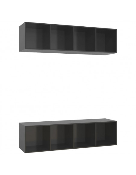 Mobili TV a Parete 2 pz Grigio Lucido in Truciolato
