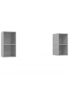 Mobile TV a Parete 2 pz Grigio Cemento in Truciolato 2