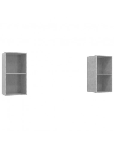 Mobile TV a Parete 2 pz Grigio Cemento in Truciolato