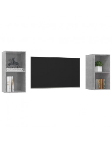 Mobile TV a Parete 2 pz Grigio Cemento in Truciolato