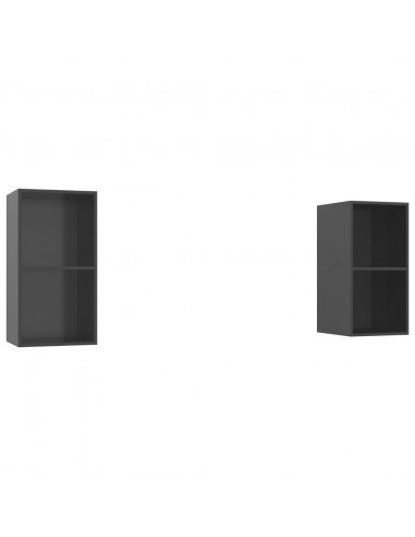 Mobile TV a Parete 2 pz Grigio Lucido in Truciolato