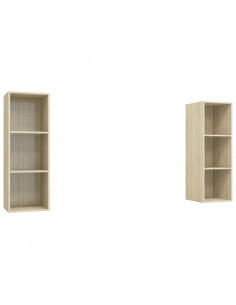 Mobile TV a Parete 2 pz Rovere Sonoma in Truciolato 2