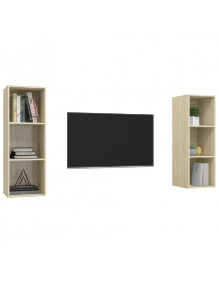 Mobile TV a Parete 2 pz Rovere Sonoma in Truciolato