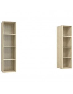 Mobile TV a Parete 2 pz Rovere Sonoma in Truciolato 2