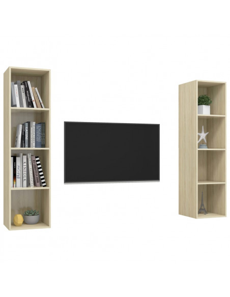 Mobile TV a Parete 2 pz Rovere Sonoma in Truciolato