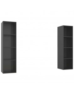 Mobile TV a Parete 2 pz Grigio Lucido in Truciolato 2