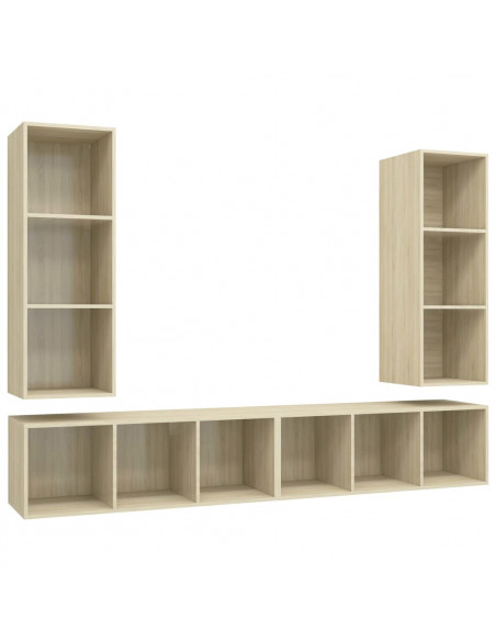 Mobile TV a Parete 4 pz Rovere Sonoma in Truciolato