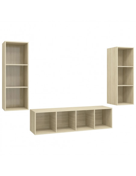 Set Porta TV 3 pz Rovere Sonoma in Truciolato