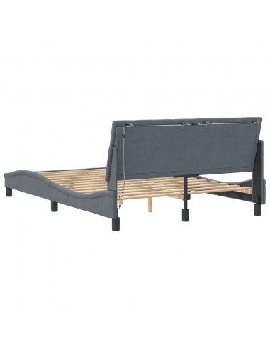 Giroletto con Luci LED Grigio Scuro 140x190 cm in Velluto