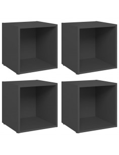Mobili Porta TV 4 pz Grigi 37x35x37 cm in Legno Multistrato 2