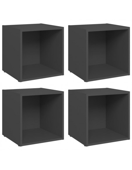 Mobili Porta TV 4 pz Grigi 37x35x37 cm in Legno Multistrato