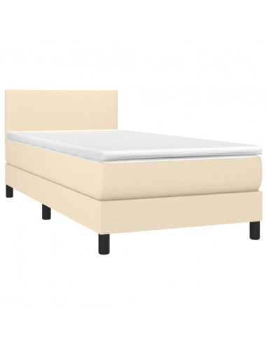 Letto a Molle con Materasso e LED Crema 90x200 cm in Tessuto
