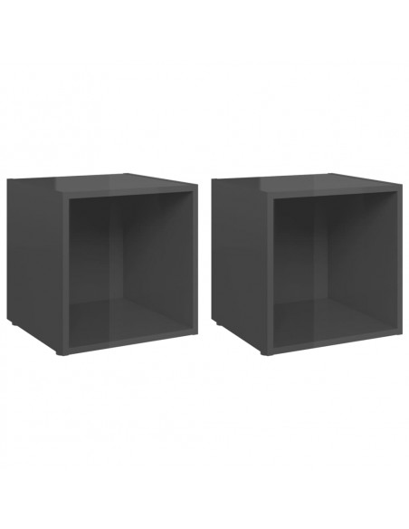Mobili Porta TV 2pz Grigio Lucido 37x35x37 cm Legno Multistrato