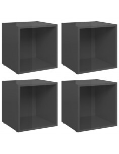Mobili Porta TV 4pz Grigio Lucido 37x35x37 cm Legno Multistrato 2