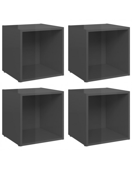 Mobili Porta TV 4pz Grigio Lucido 37x35x37 cm Legno Multistrato