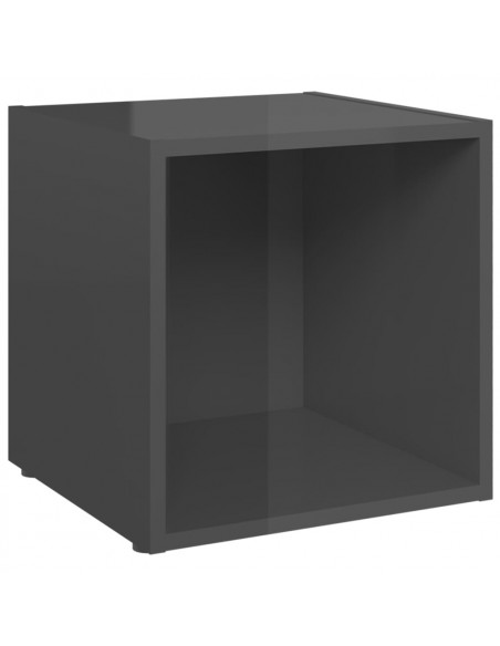 Mobili Porta TV 4pz Grigio Lucido 37x35x37 cm Legno Multistrato