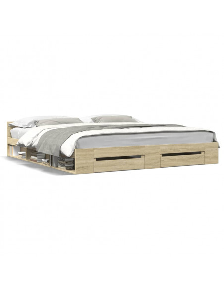 Giroletto Cassetti Rovere Sonoma 200x200 cm Legno Multistrato