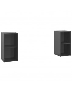 Mobili Porta TV 2 pz Grigio Lucido 72x35x36,5 cm in Truciolato 2