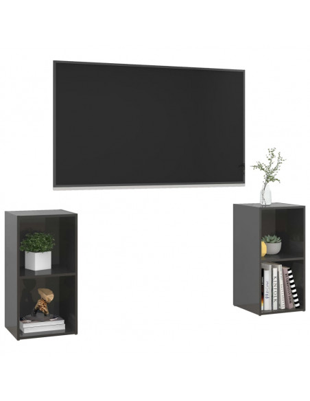 Mobili Porta TV 2 pz Grigio Lucido 72x35x36,5 cm in Truciolato
