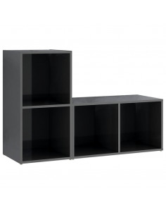 Mobili Porta TV 2 pz Grigio Lucido 72x35x36,5 cm in Truciolato 2