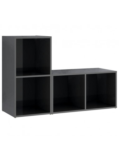 Mobili Porta TV 2 pz Grigio Lucido 72x35x36,5 cm in Truciolato