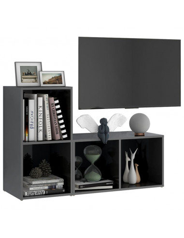 Mobili Porta TV 2 pz Grigio Lucido 72x35x36,5 cm in Truciolato