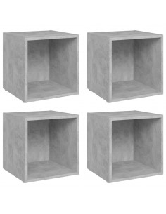 Mobili Porta TV 4pz Grigio Cemento 37x35x37cm Legno Multistrato 2
