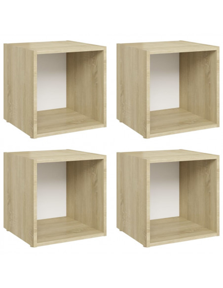 Mobili TV 4pz Bianco Rovere Sonoma 37x35x37cm Legno Multistrato