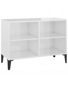 Mobile TV con Gambe in Metallo Bianco Lucido 69,5x30x50 cm 2