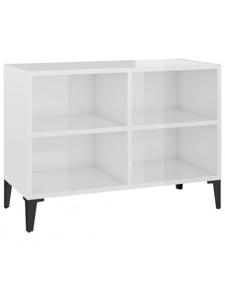 Mobile TV con Gambe in Metallo Bianco Lucido 69,5x30x50 cm