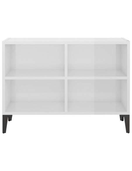 Mobile TV con Gambe in Metallo Bianco Lucido 69,5x30x50 cm
