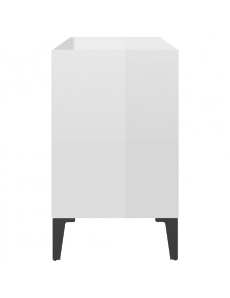 Mobile TV con Gambe in Metallo Bianco Lucido 69,5x30x50 cm