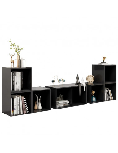 Set Mobili TV 6 pz Grigio Lucido in Truciolato