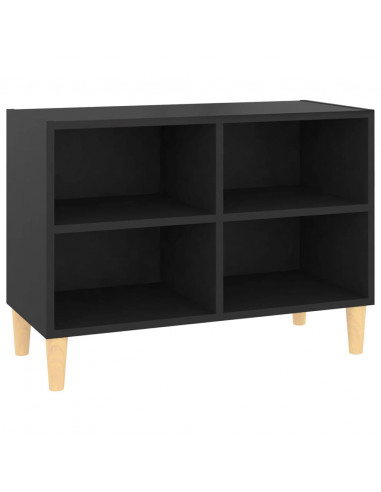 Mobile TV con Gambe in Legno Massello Nero 69,5x30x50 cm