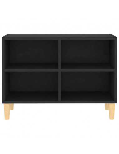 Mobile TV con Gambe in Legno Massello Nero 69,5x30x50 cm