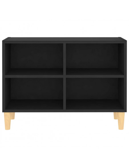Mobile TV con Gambe in Legno Massello Nero 69,5x30x50 cm