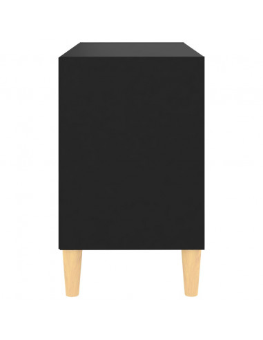 Mobile TV con Gambe in Legno Massello Nero 69,5x30x50 cm