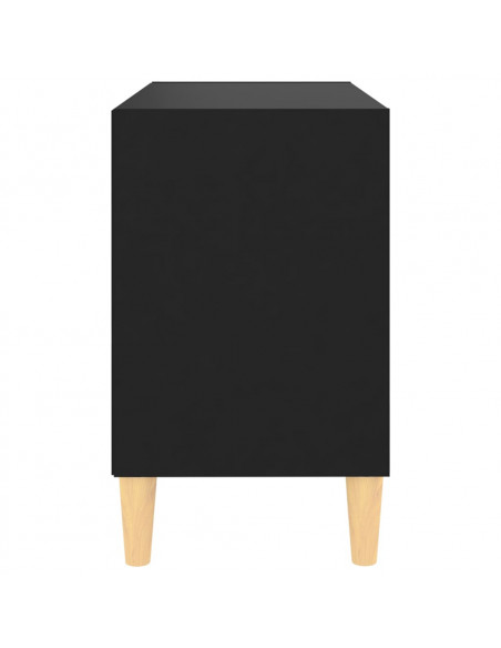 Mobile TV con Gambe in Legno Massello Nero 69,5x30x50 cm