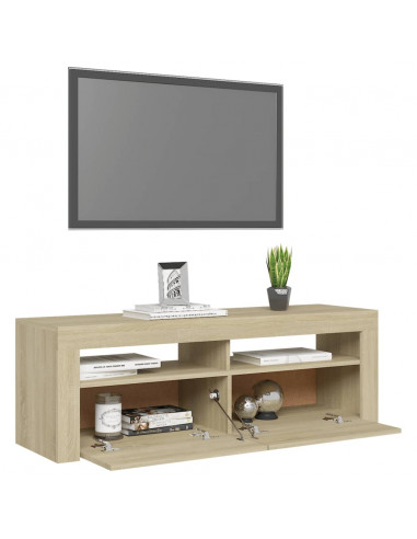 Mobile Porta TV con Luci LED Rovere Sonoma 120x35x40 cm