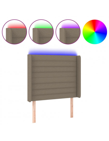 Testiera a LED Tortora 83x16x118/128 cm in Tessuto