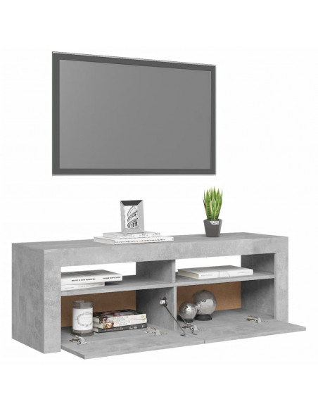 Mobile Porta TV con Luci LED Grigio Cemento 120x35x40 cm