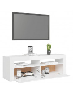 Mobile Porta TV con Luci LED Bianco Lucido 120x35x40 cm 2