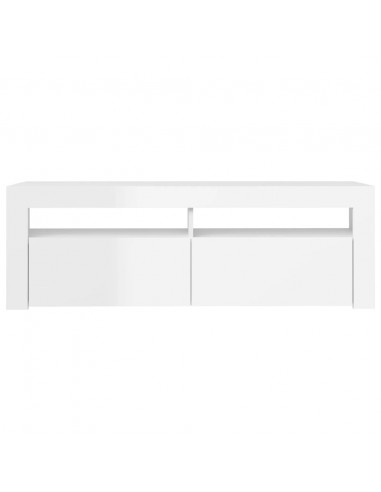 Mobile Porta TV con Luci LED Bianco Lucido 120x35x40 cm